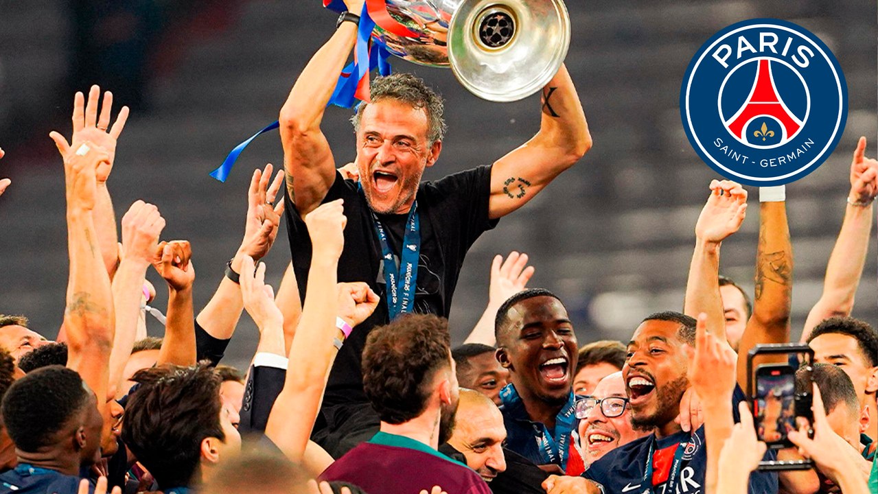 Luis Enrique grita por todo lo alto la primera copa del PSG en Champions League