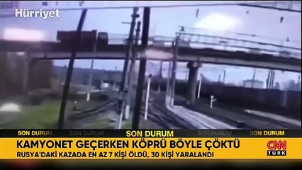 Kamyonet geçerken köprü böyle çöktü!