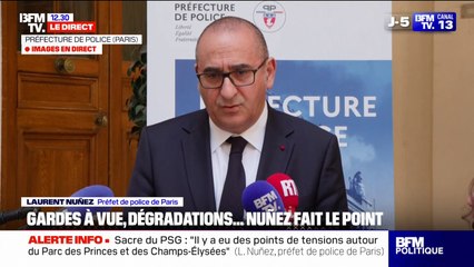 Débordements en marge du sacre du PSG: "Deux véhicules ont été brûlés sur la place de la Porte de Saint-Cloud", déclare Laurent Nuñez