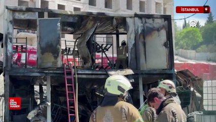 Gaziosmanpaşa'da işçi konteynerlerinde çıkan yangın söndürüldü