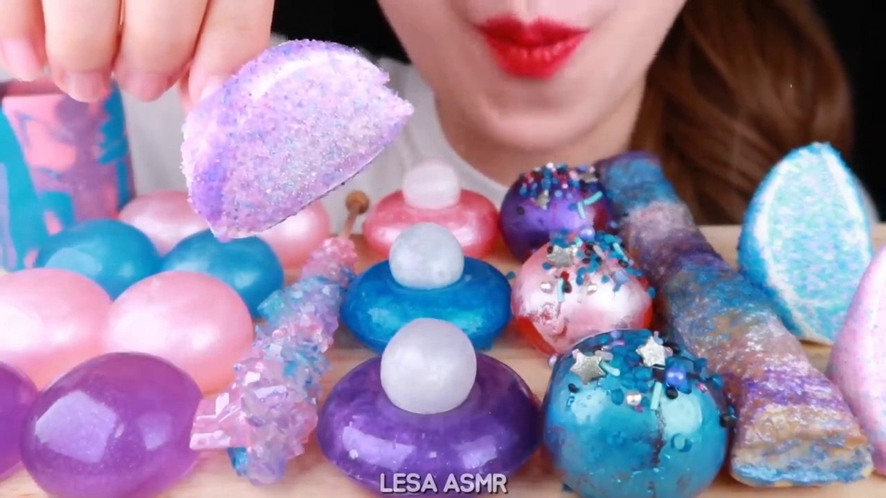 Relaxing ASMR GALAXY FOOD *EDIBLE WATER BOTTLE, JEWELRY CANDY MARSHMALLOW, JELLY 먹방 EATING SOUNDS MUKBANG