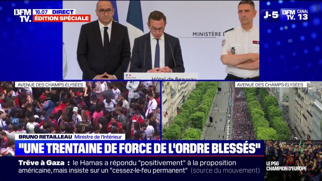 Bruno Retailleau assure que les forces de l'ordre ont procédé à 563 interpellations partout en France en marge du sacre du PSG