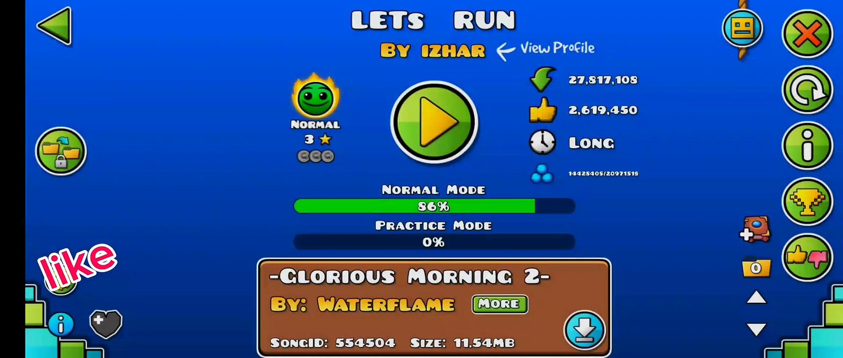 Passando a faze lets run de geometry dash