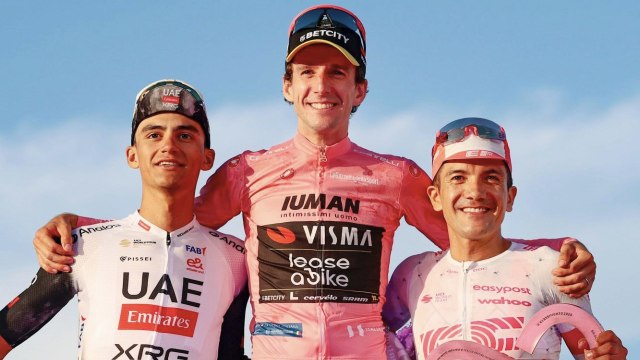 Cycling - Giro d'Italia 2025 - Awards ceremony with Simon Yates, Isaac Del Toro, Mads Pedersen...