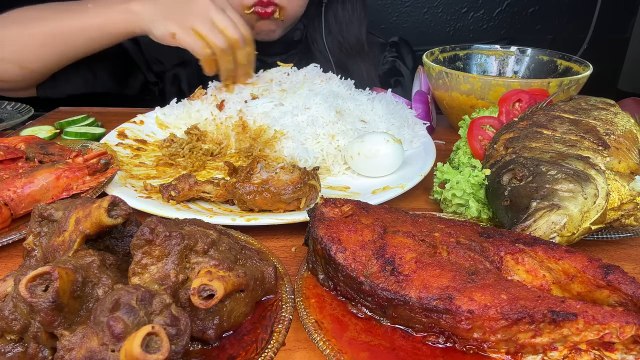 ASMR MUTTON CURRY,FISH CURRY,PRAWNSCURRY,DHAL,BOILED EGG,CHICKEN LEG PIECE,VEGETABLE FRY_FOOD VIDEOS