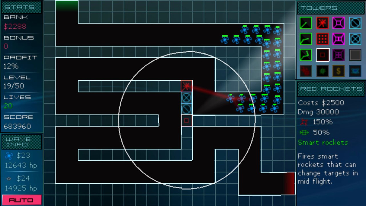 Vector TD: map BEGINNER: SWITCH BACK. Tower defense, playing PSP on Linux, through Lutris - PPSSPP