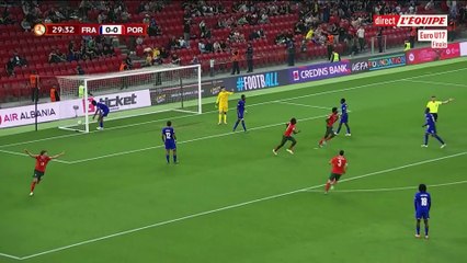 Anisio Cabral ouvre le score en faveur du Portugal face à la France en finale de l'Euro U17 - Foot - Euro U17 (Finale)
