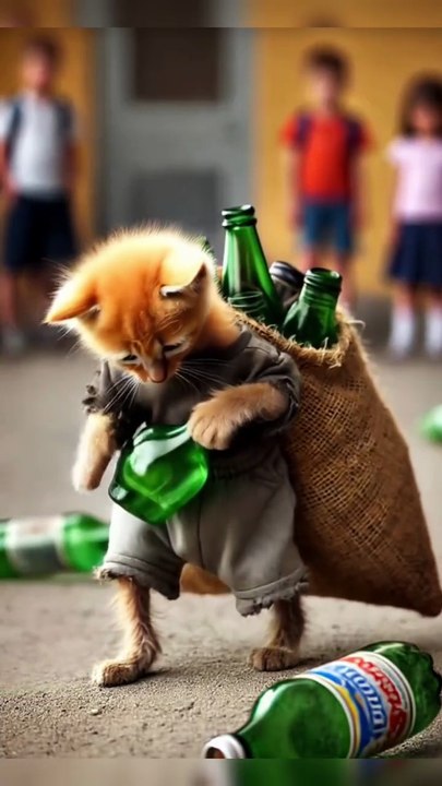 A poor Cat struggling to buy a coat