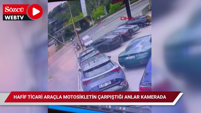 Sarıyer’de hafif ticari araçla motosikletin çarpıştığı anlar kamerada