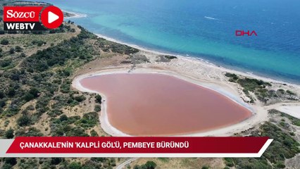 Çanakkale'nin 'Kalpli Göl'ü, pembeye büründü