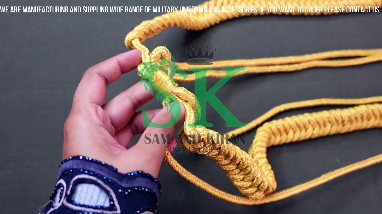 Gold Mylar Wire Aiguillette, Navy Army Military Gold Aiguillette, Ceremonial Gold Aiguillette