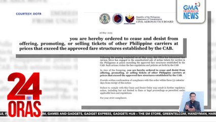 Cease and desist order, inisyu ng DOTR at CAB vs AirAsia Move dahil sa sobra umanong singil sa airline fare | 24 Oras