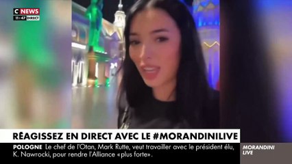 "Morandini Live" diffuse la vidéo d'une jeune femme choquée, car les autorités de Dubaï lui demandent d'enlever son T-Shirt avec la mention Free Palestine dans un centre commercial