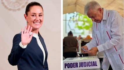 Claudia Sheinbaum habla sobre la reaparición de AMLO durante las votaciones por el Poder Judicial: "me dio mucho gusto verlo"