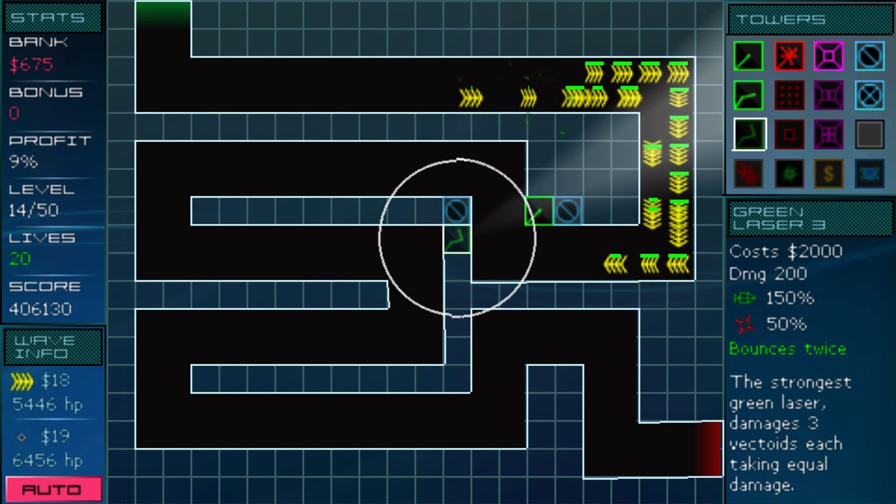 Vector TD: map BEGINNER: SWITCH BACK. Tower defense, playing PSP on Linux, through Lutris - PPSSPP