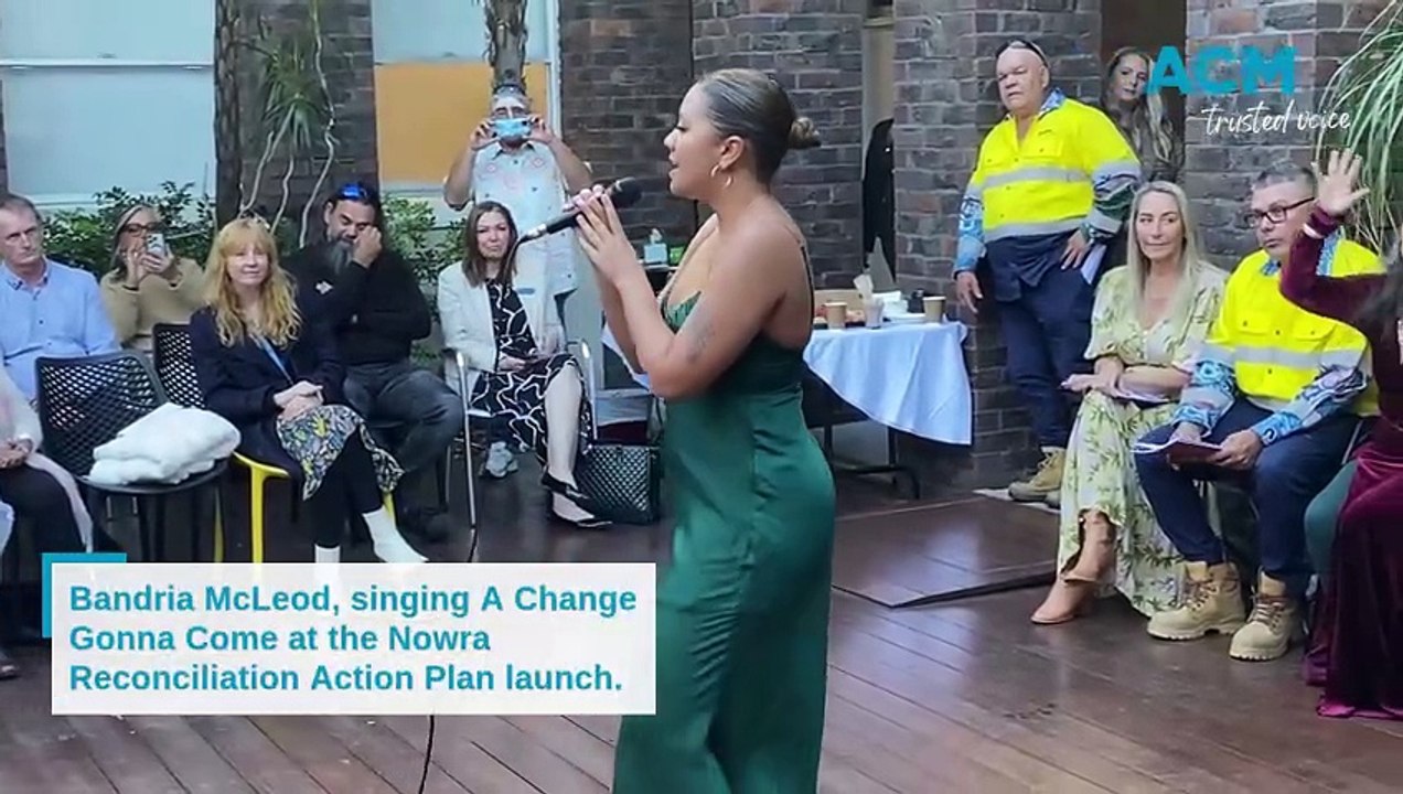 Bandria McLeod performing A Change Gonna Come at the Nowra Reconciliation Action Plan Launch