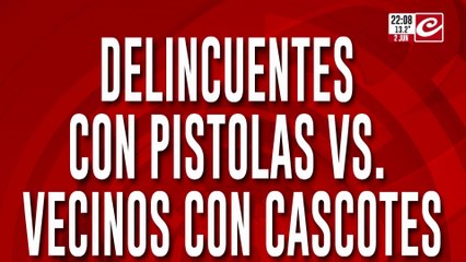 Delincuentes armados vs vecinos con cascotes