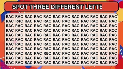 Find Three Different Letters | RAC 🔢 Can You Spot Them? | Fun Brain Teaser!