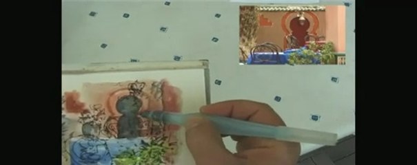 Zagora, aquarelle rehaussée à Kasbah Asmâa