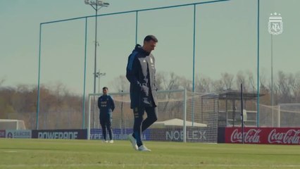 Entrenamiento de Argentina previo al partido ante Chile clasificatorio al Mundial