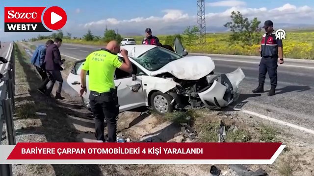 Bariyere çarpan otomobildeki 4 kişi yaralandı