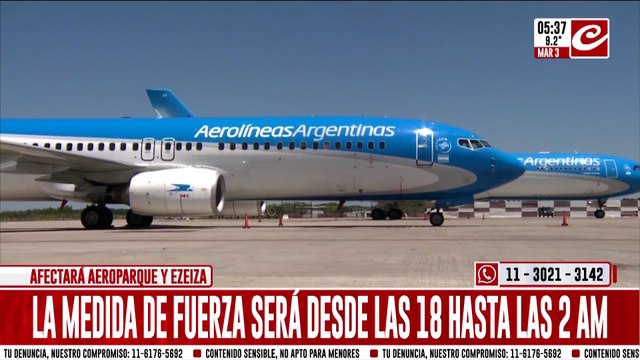 Pilotos de Aerolíneas Argentinas anunciaron un paro de actividades