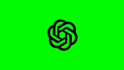 chatgpt 3D Logo Rotating Animation Green Screen video