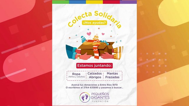 La Fundación Pequeños Gigantes realiza una colecta solidaria de ropa de abrigo y frazadas para familias que lo necesitan