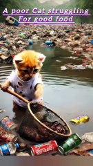 A poor Cat struggling for good food