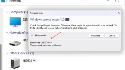 How do i fix network error 0x80004005 or 0x80070035 on windows 11 24H2