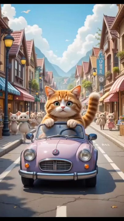 Cute cat driving car🥰