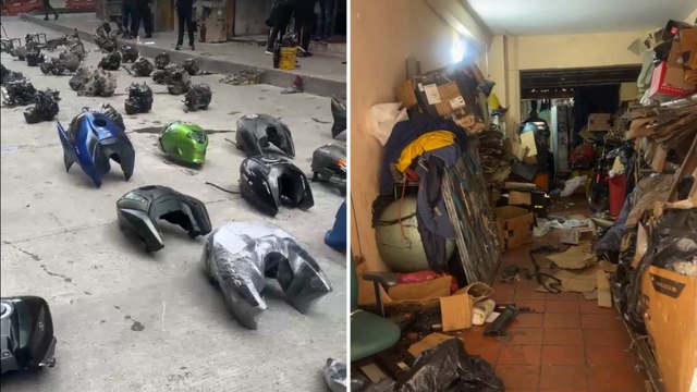 En video: Bodeja de reciclaje escondía un desguazadero de motocicletas robadas