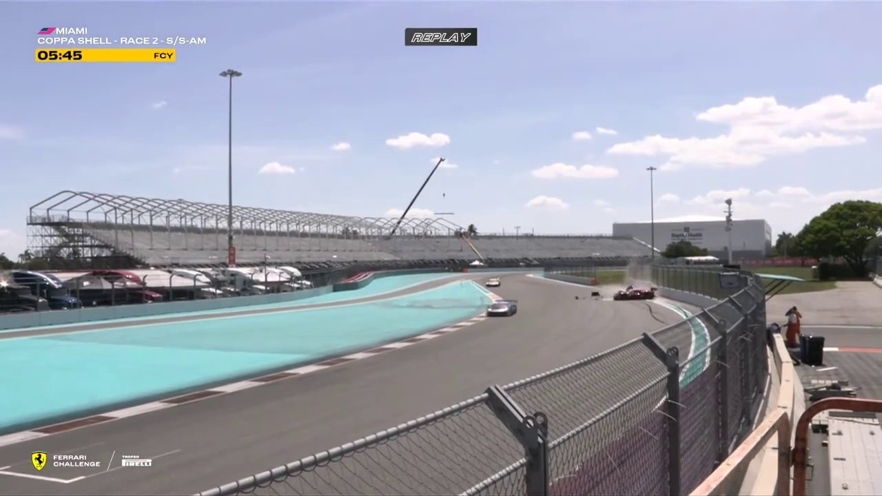 Ferrari Challenge North America Coppa Shell 2025 Miami Race 2 Vartughian Big Crash