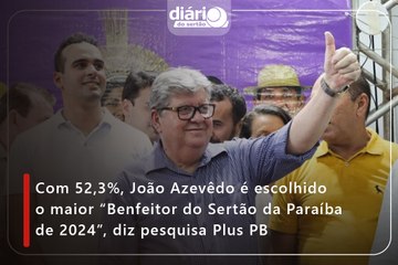 Com 52,3%, João Azevêdo é escolhido o maior “Benfeitor do Sertão da Paraíba de 2024”, diz pesquisa Plus PB