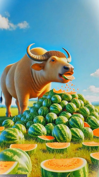 How a buffalo give watermelon juice #animals #firebrigade😱 #facebookviral #jalpari #foryouシ #BunnyAdventure #trend #amazingfacts #animation #indian #bestoftheday #trending #explore  #cartoon #Amazing #shorts #AI #duck #animals @follwer @Highlights @ev