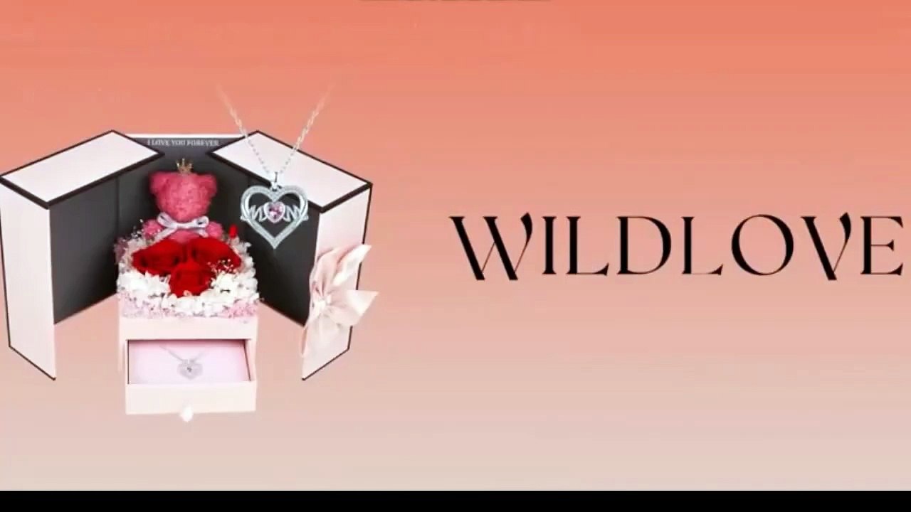 Gift for Mom-WILDLOVE Mothers Day Rose, Preserved Flowers Rose Bear with Mom Necklace