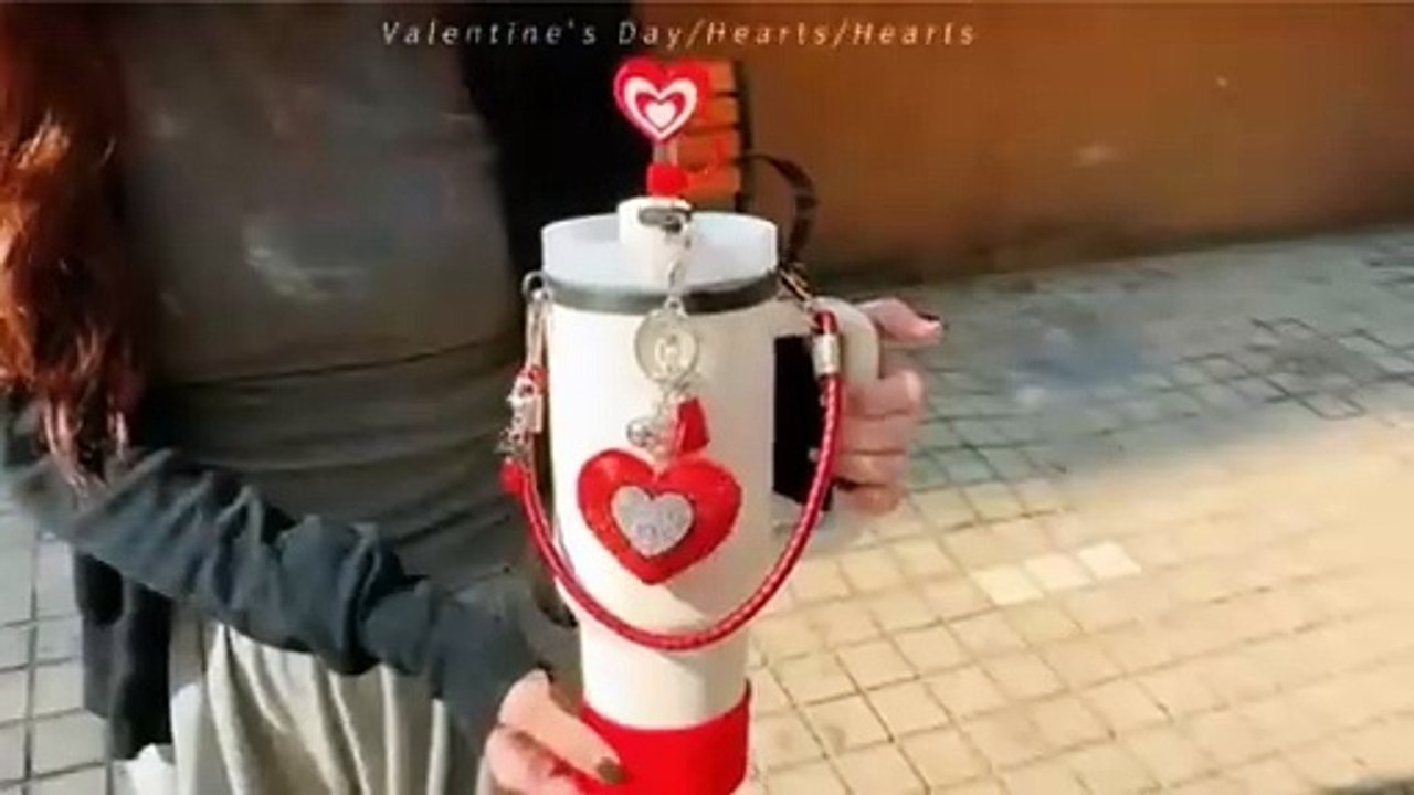 Valentine's Stanley Cup Accessories Set Includes Love Heart Straw Covers, Water Bottle Handle Strap