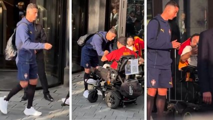 Cristiano Ronaldo's reaction to being hit by a disabled fan