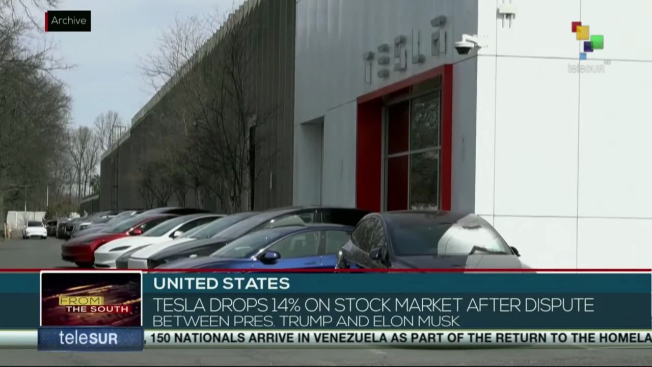 United States, Tesla drops 14% on stock market after dispute between pres. Trump and Elon Musk
