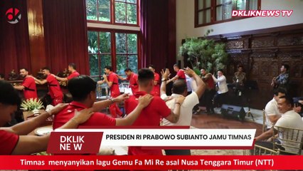 Momen Pemain TIMNAS Menyanyikan Lagu Ge Mu Fa Mire didepan Presiden Prabowo