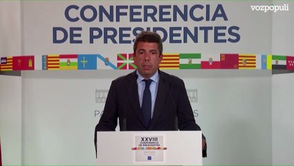 Mazón: "Es inmoral que el Gobierno no elimine cualquier tasa con intereses por la DANA"