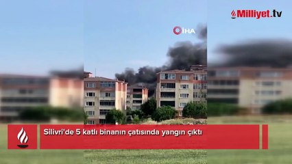 Silivri'de 5 katlı binanın çatısında yangın! Ekipler sevk edildi
