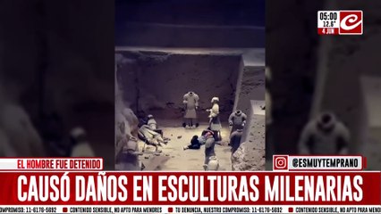 Turista cayó y destruyó esculturas milenarias en un museo