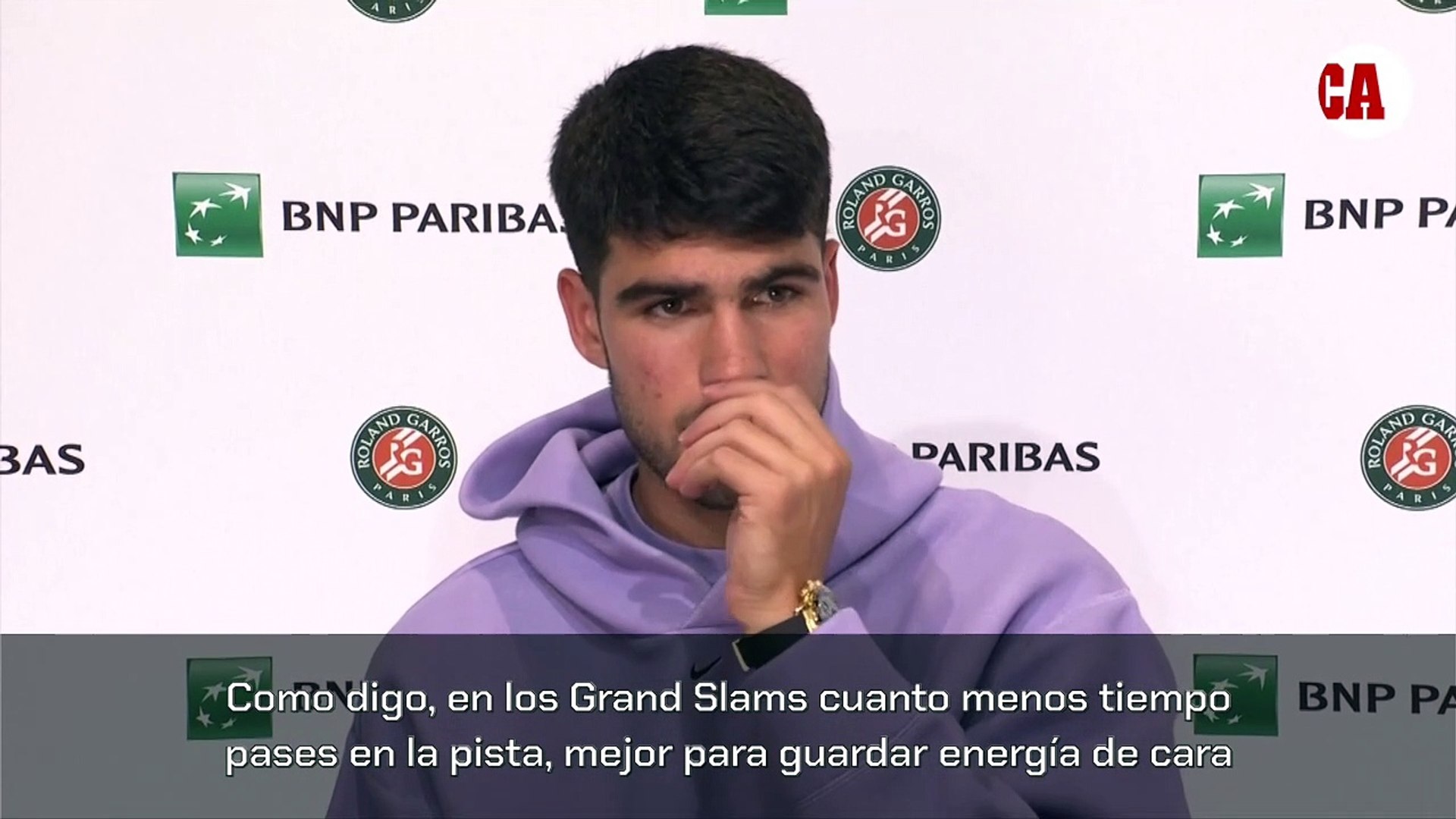 Alcaraz: "Cuanto menos tiempo estés en pista en un Gran Slam, mejor"