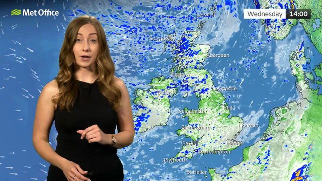 Met Office Afternoon Weather Forecast 04/06/25 – Brighter south, wet and windy north