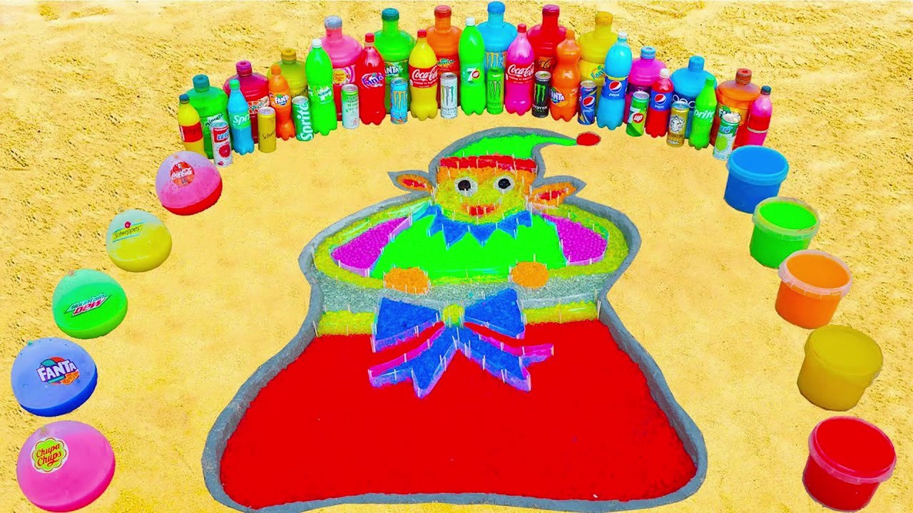 How to make Rainbow Elf in Christmas Bag with Orbeez, Balloons of Fanta, Coca Cola, Mentos & Sodas
