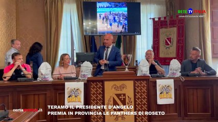 TERAMO IL PRESIDENTE D'ANGELO PREMIA IN PROVINCIA LE PANTHERS DI ROSETO