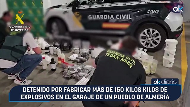 Detenido por fabricar más de 150 kilos kilos de explosivos en el garaje de un pueblo de Almería