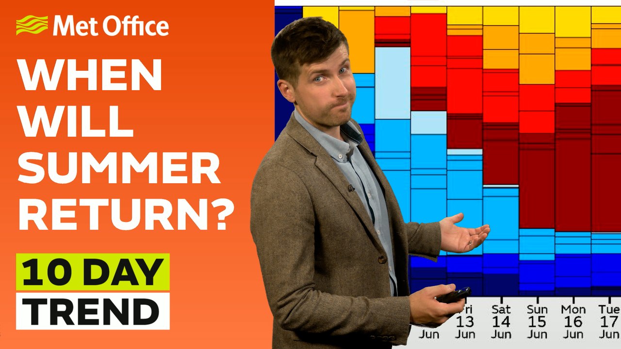 This is the Met Office UK Weather forecast for the next 10 days 04/06/2025. A few systems will bring more persistent rain through the next 10 days, with showers at other times. Bringing you this week’s 10 Day Trend is Alex Burkill.