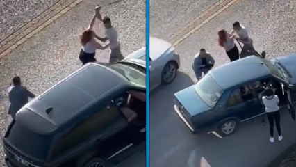 Trafikte 'döner bıçaklı' kavga kamerada
